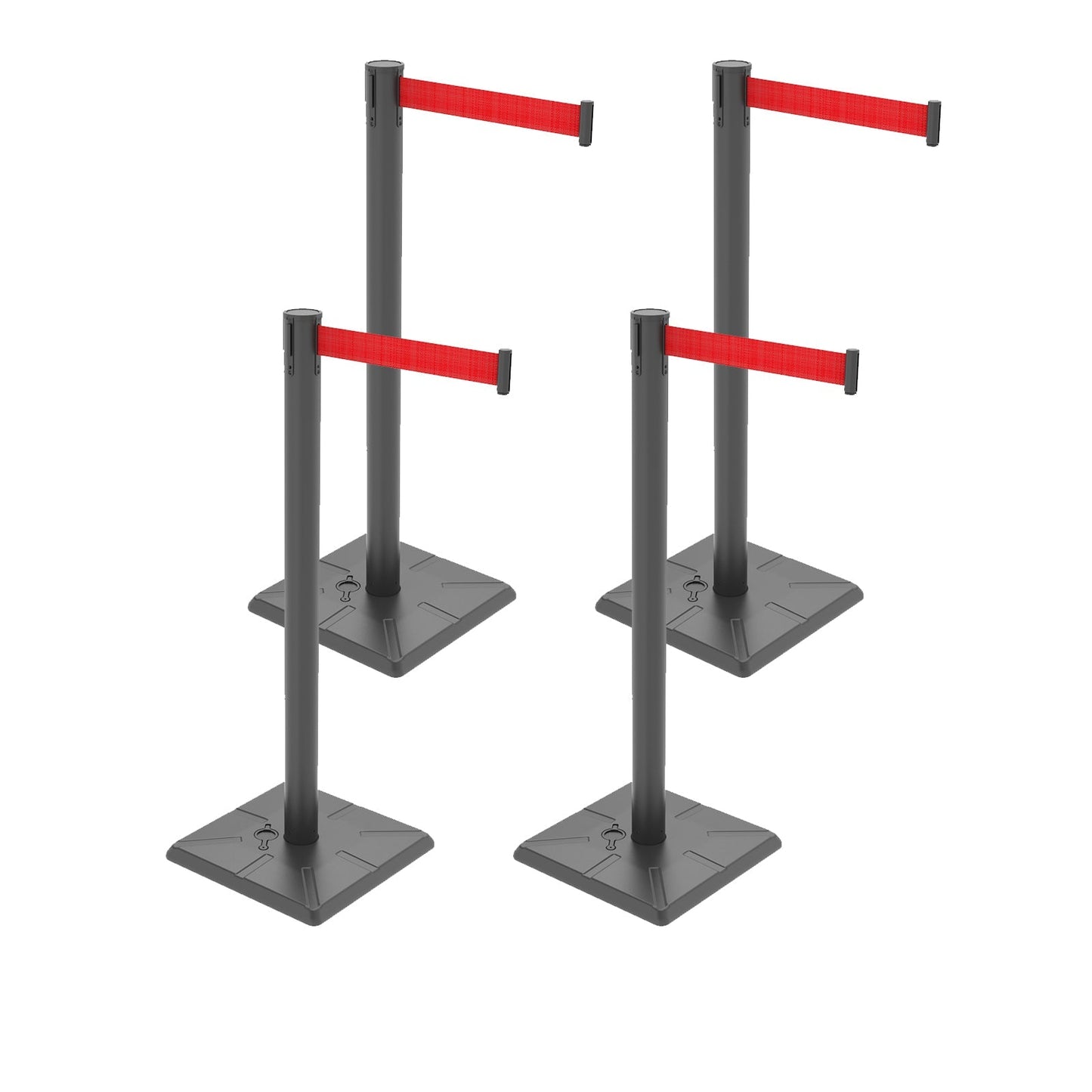 4-Pack Retractable Belt Barriers with Caution Message