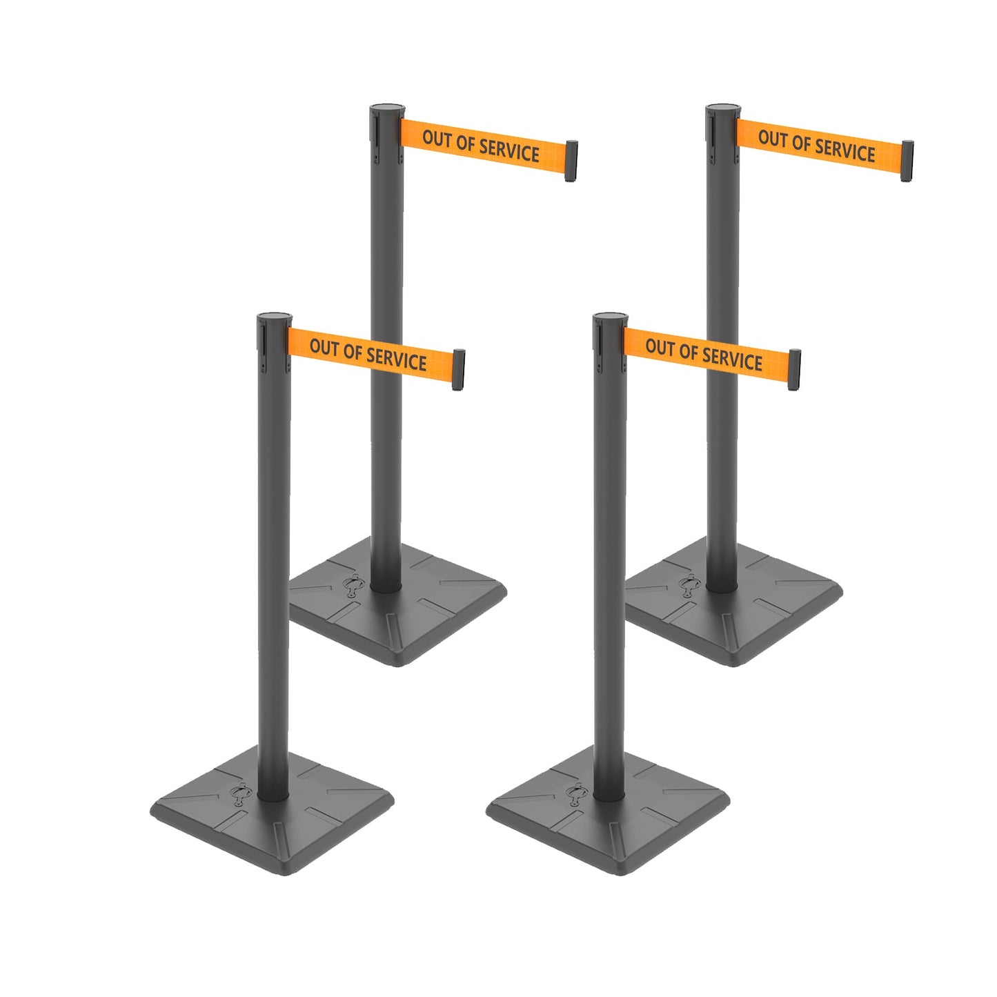 4-Pack 10ft Retractable Belt Stanchion Barriers