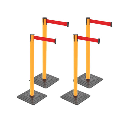 4-Pack Retractable Belt Barriers with Caution Message