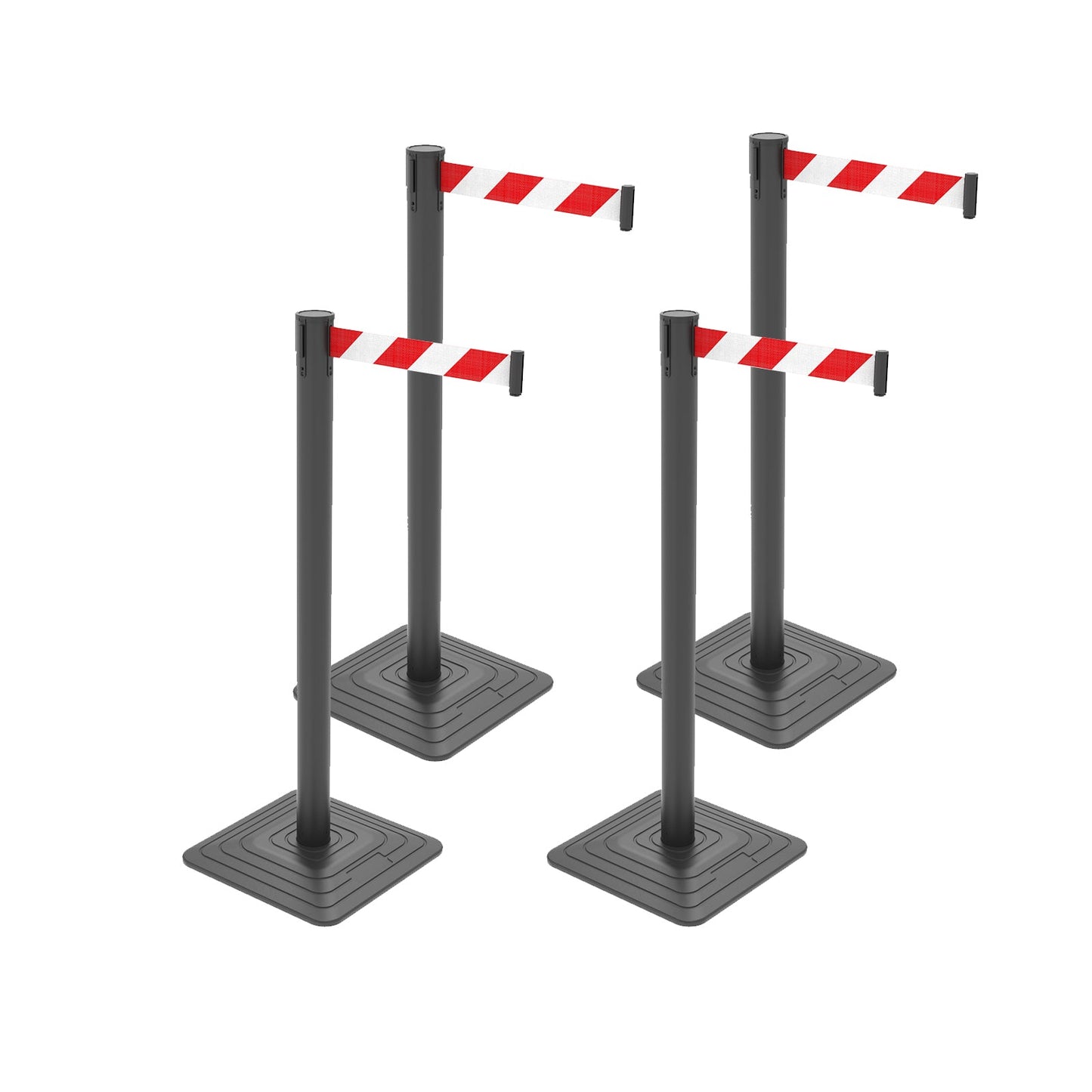 4-Pack 10ft Retractable Belt Stanchion Barriers