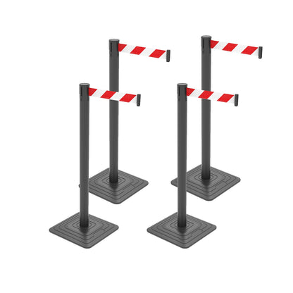 4-Pack 10ft Retractable Belt Stanchion Barriers