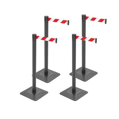 4-Pack Retractable Belt Barriers with Caution Message