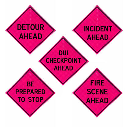 48 in Reflective Pink Vinyl Roll-Up Sign
